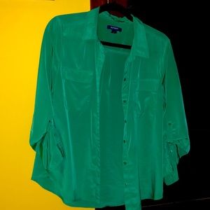 Silky green button up